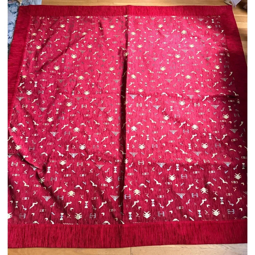 The Loom Alaska Woven Tapestry Throw | Red Geometric Coverlet 62x60 | Lodge Sout